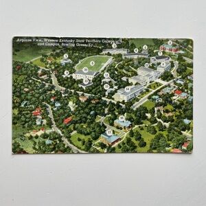 Airplane View Western Ky State Teachers College Bowling Green Vintage Postcard